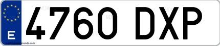 Ejemplo de matrícula española 4760 DXP