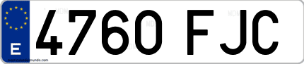 Ejemplo de matrícula de coche ordinaria 4760 FJC