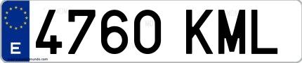Ejemplo de matrícula española 4760 KML