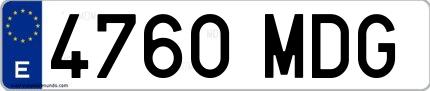 Ejemplo de matrícula española 4760 MDG