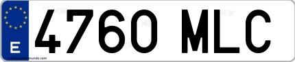 Ejemplo de matrícula española 4760 MLC