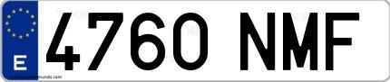 Ejemplo de matrícula española 4760 NMF
