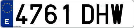 Ejemplo de matrícula de coche ordinaria 4761 DHW