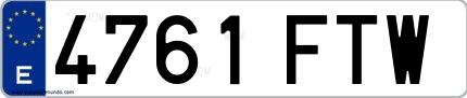 Ejemplo de matrícula española 4761 FTW