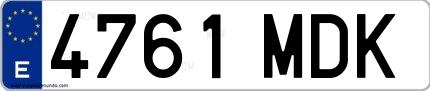Ejemplo de matrícula española 4761 MDK