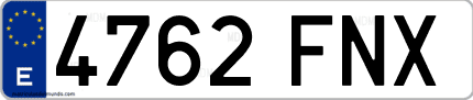 Ejemplo de matrícula de coche ordinaria 4762 FNX