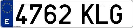 Ejemplo de matrícula española 4762 KLG