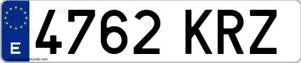 Ejemplo de matrícula española 4762 KRZ