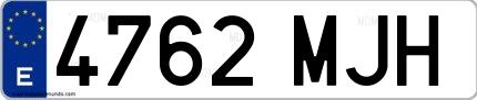Ejemplo de matrícula española 4762 MJH