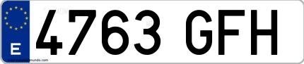 Ejemplo de matrícula española 4763 GFH