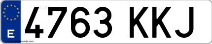 Ejemplo de matrícula española 4763 KKJ