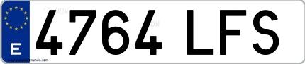 Ejemplo de matrícula española 4764 LFS
