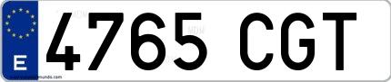 Ejemplo de matrícula española 4765 CGT