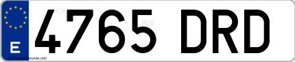 Ejemplo de matrícula española 4765 DRD