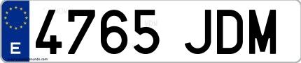 Ejemplo de matrícula española 4765 JDM