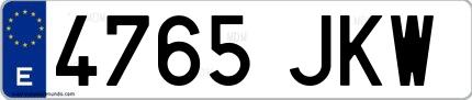 Ejemplo de matrícula española 4765 JKW