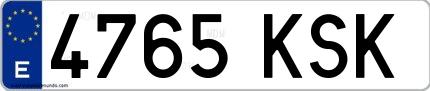 Ejemplo de matrícula española 4765 KSK