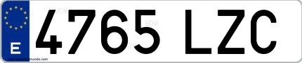 Ejemplo de matrícula española 4765 LZC