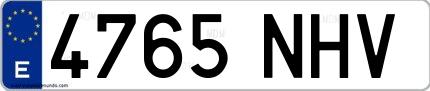 Ejemplo de matrícula española 4765 NHV