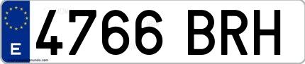 Ejemplo de matrícula española 4766 BRH