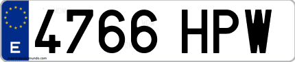Ejemplo de matrícula de coche ordinaria 4766 HPW