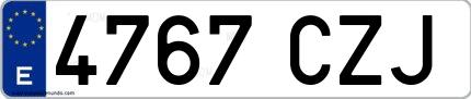Ejemplo de matrícula española 4767 CZJ