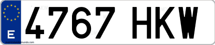 Ejemplo de matrícula de coche ordinaria 4767 HKW