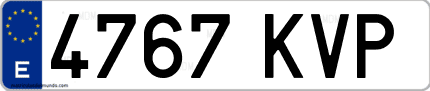 Ejemplo de matrícula de coche ordinaria 4767 KVP