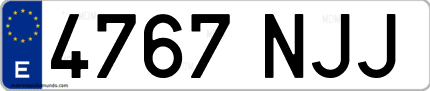 Ejemplo de matrícula de coche ordinaria 4767 NJJ