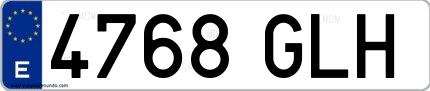 Ejemplo de matrícula española 4768 GLH