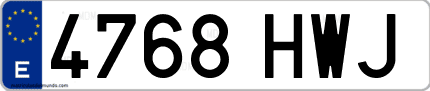Ejemplo de matrícula de coche ordinaria 4768 HWJ