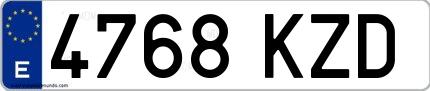 Ejemplo de matrícula española 4768 KZD