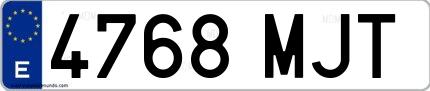 Ejemplo de matrícula española 4768 MJT
