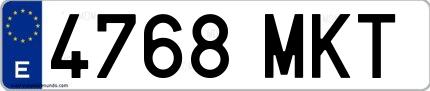 Ejemplo de matrícula española 4768 MKT