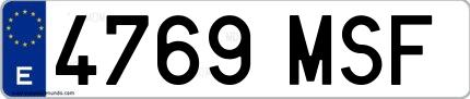 Ejemplo de matrícula española 4769 MSF