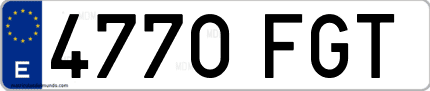 Ejemplo de matrícula de coche ordinaria 4770 FGT