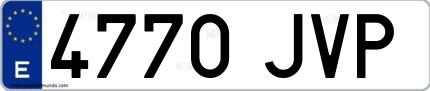 Ejemplo de matrícula española 4770 JVP