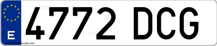 Ejemplo de matrícula de coche ordinaria 4772 DCG