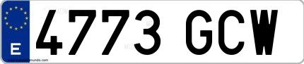 Ejemplo de matrícula española 4773 GCW