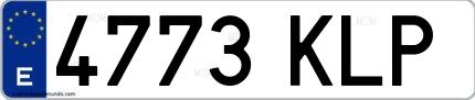 Ejemplo de matrícula española 4773 KLP