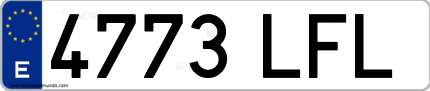 Ejemplo de matrícula de coche ordinaria 4773 LFL