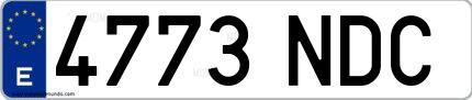 Ejemplo de matrícula española 4773 NDC