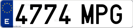 Ejemplo de matrícula de coche ordinaria 4774 MPG