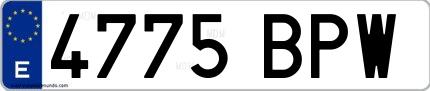 Ejemplo de matrícula española 4775 BPW