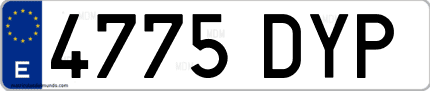 Ejemplo de matrícula de coche ordinaria 4775 DYP