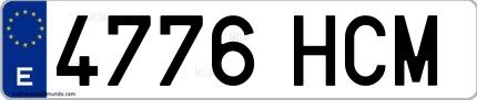Ejemplo de matrícula española 4776 HCM