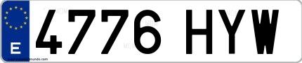 Ejemplo de matrícula española 4776 HYW