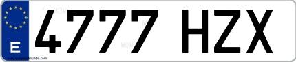 Ejemplo de matrícula española 4777 HZX