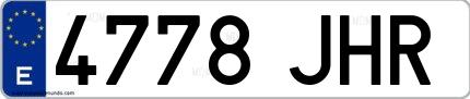 Ejemplo de matrícula española 4778 JHR