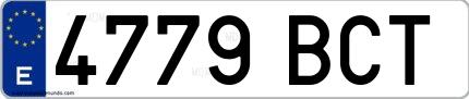 Ejemplo de matrícula española 4779 BCT
